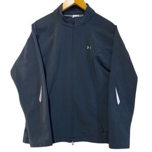 Under Armour VTG Womens Black Full Zip Softshell Fleece Lined Jacket Large Y2K